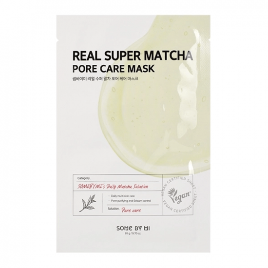 Тканевая маска для сужения пор с экстрактом чая матча Some By Mi Real Super Matcha Pore Care Mask