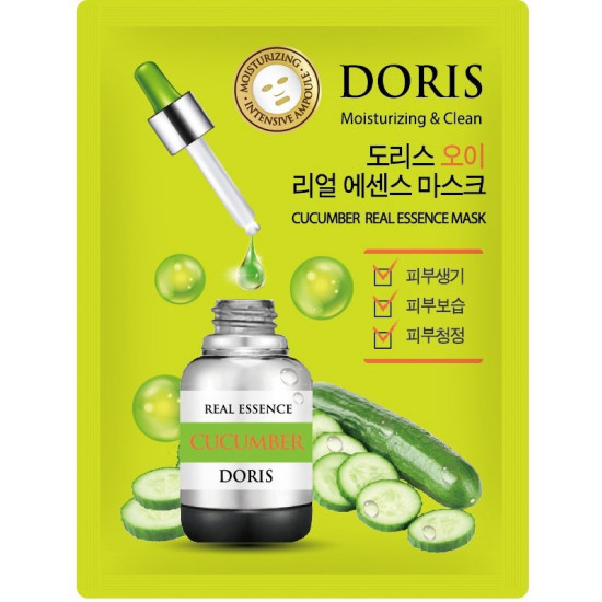 Тканевая маска для лица с экстрактом огурца Jigott Doris Cucumber Real Essence Mask